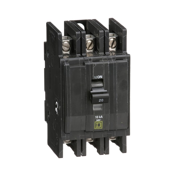 Square D Miniature Circuit Breaker, QOU Series, 20A, 3 Pole, 120/240V AC, 10kA at 120/240V AC - QOU320B