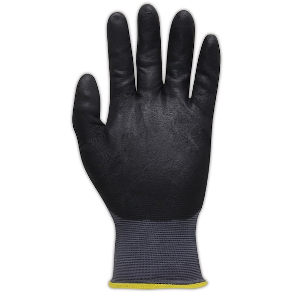 Guantes de nylon gris Magid ROC GP110 con recubrimiento completo de micro espuma de nitrilo negro, paquete de 12 - GP110-7.