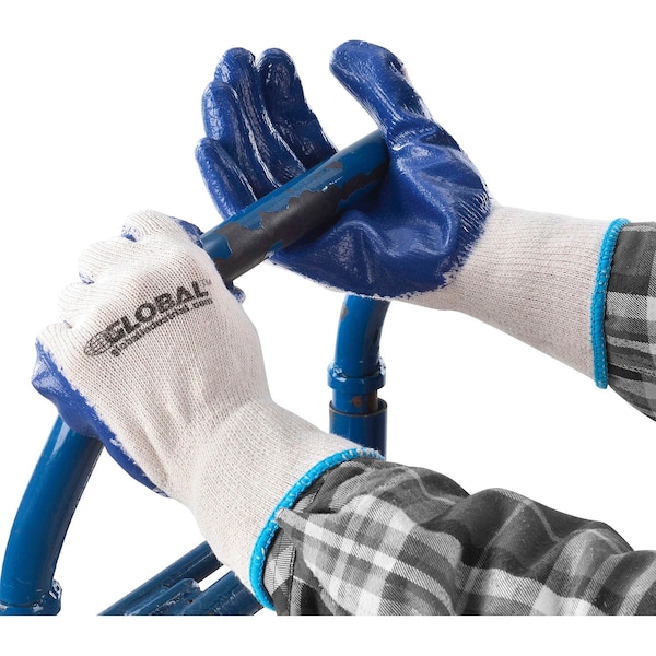Guantes de trabajo de punto recubierto de látex industrial global, natural/azul, talla extra grande, 1 docena - 708355XL