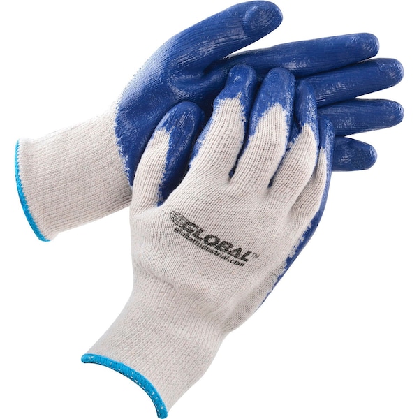Guantes de trabajo de punto recubierto de látex industrial global, natural/azul, talla extra grande, 1 docena - 708355XL