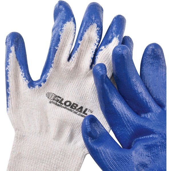Guantes de trabajo de punto recubierto de látex industrial global, natural/azul, talla extra grande, 1 docena - 708355XL