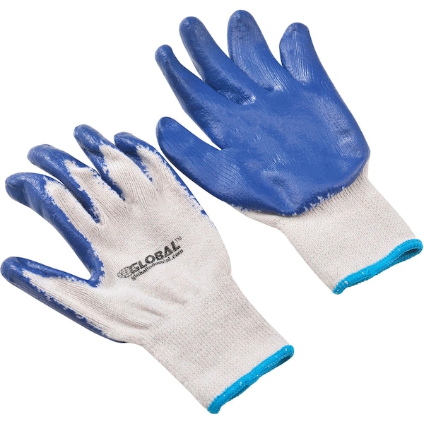 Guantes de trabajo de punto recubierto de látex industrial global, natural/azul, talla extra grande, 1 docena - 708355XL
