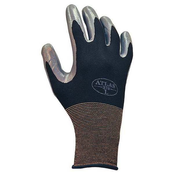 Guantes recubiertos de nitrilo Showa, cobertura en la palma, negro/gris, 2XL, par - 370BXXL-10