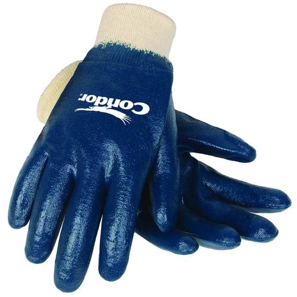 Guantes recubiertos de nitrilo Condor, cobertura completa, Natural/Azul, XL, PR - 4NMT9