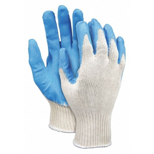 Guantes recubiertos de látex Mcr Safety, cobertura en la palma, azul/blanco, L, paquete de 12 - 9682L