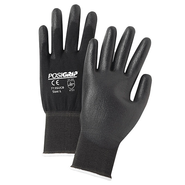 Guantes recubiertos de poliuretano de West Chester Protective Gear, cobertura en la palma, color negro, talla S, 12 piezas - 713SUCB/S