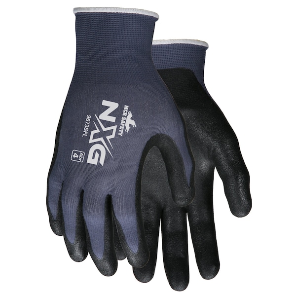 Guantes recubiertos de espuma de nitrilo Mcr Safety, cobertura en la palma, negro/azul, XL, paquete de 12 - 9673SFXL