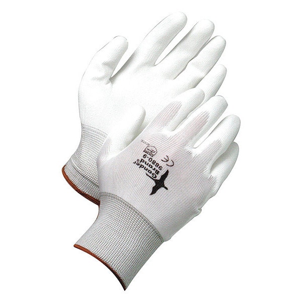 Bdg Guante sin costuras de punto en color blanco, con palma de poliuretano blanco, Tamaño XS (6) - 99-1-9880-6.