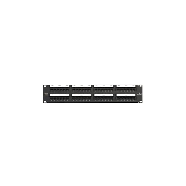 Leviton 48-Port Panel 110-Mod 8W8P, T568A/B Cat6 Extreme 6+, Black 2U - 69586-U48