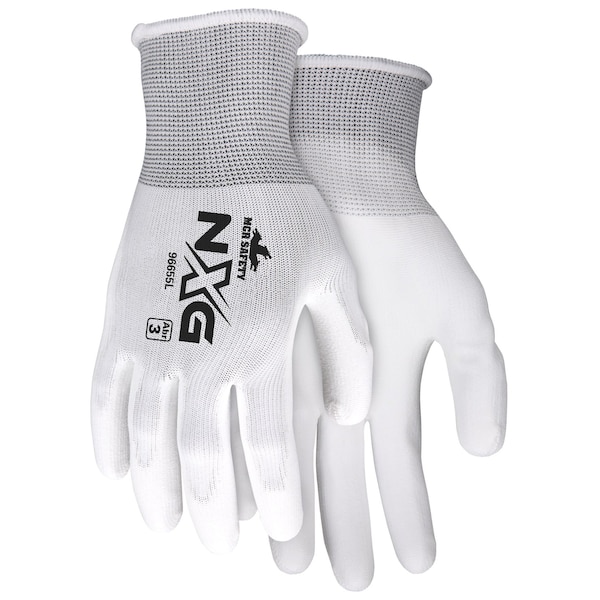 Guantes de seguridad Mcr, Poliéster blanco con PU blanco 13 Gauge S, paquete de 12 - 96655S