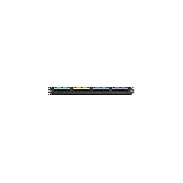 Leviton 24-Port Panel 110-Mod 8W8P, T568A/B Cat5E Gigamax, Black 1U - 5G596-U24