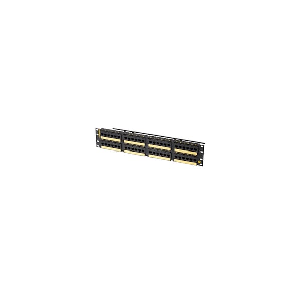Ortronics 48-PORT PANEL 110-MOD 8W8P, CAT6A T568A/B HD LOADED, HI-DENSITY BLACK 2U - PHD6AU48