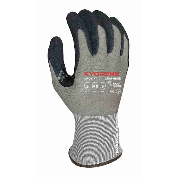 Kyorene 15g Gris Kyorene Grafeno A1 Forro con Microespuma HCT Negra Recubrimiento de Nitrilo en la Palma Guantes PK - 00-001RT (S)