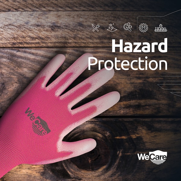 Guantes de trabajo de seguridad Wecare recubiertos de PU, agarre superior tamaño grande, 3 pares, rosa, 3PK - WMN100218