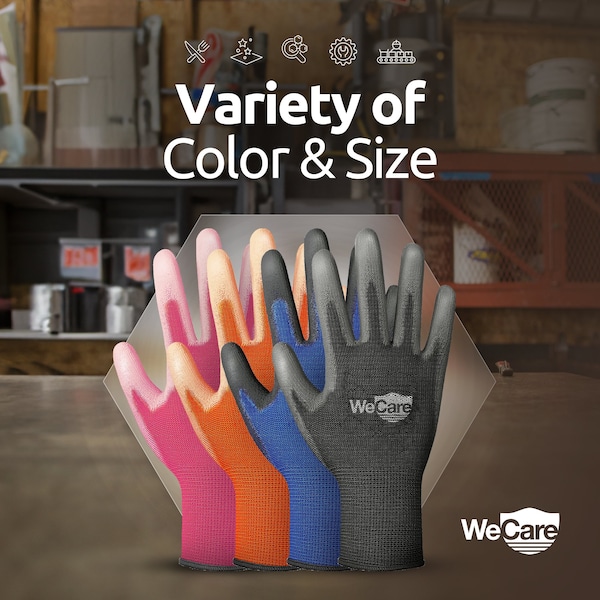 Guantes de trabajo de seguridad Wecare recubiertos de PU, agarre superior tamaño grande, 3 pares, rosa, 3PK - WMN100218