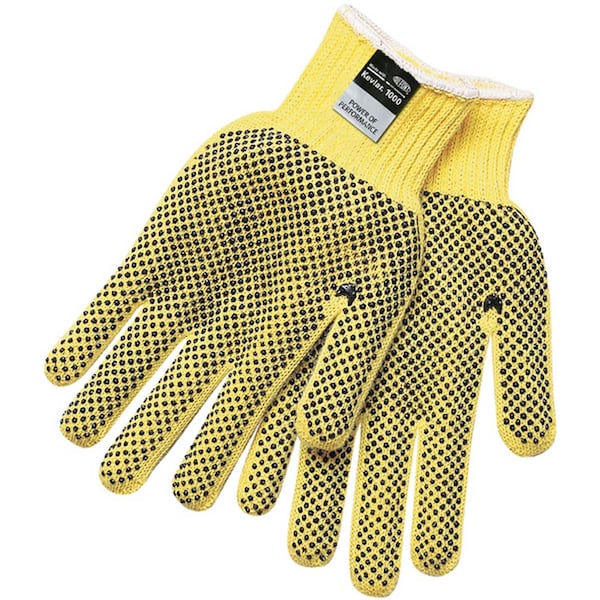 Mcr Safety Guantes de Kevlar con Puntos de PVC en Dos Caras, Amarillo/Marrón, Talla Grande - 9366L