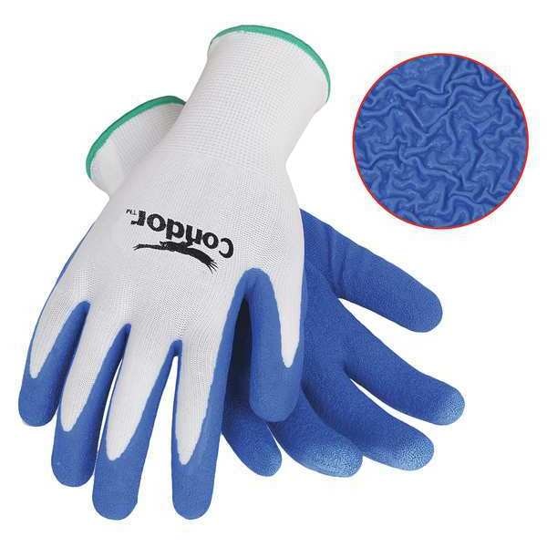 Guantes recubiertos de látex natural de Cóndor, cobertura en la palma, azul/blanco, XL, paquete de 1 - 19L451