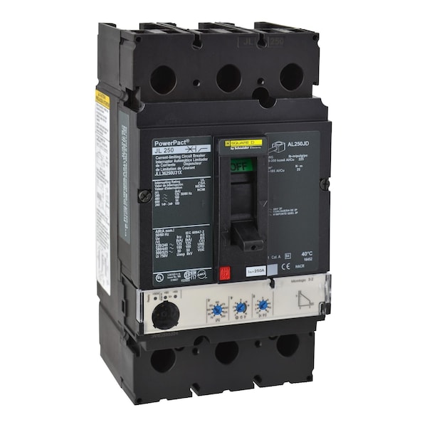 Square D Molded Case Circuit Breaker, JLL Series, 250A, 3 Pole, 600V AC, 125kA at 240V AC - JLL36250U31X