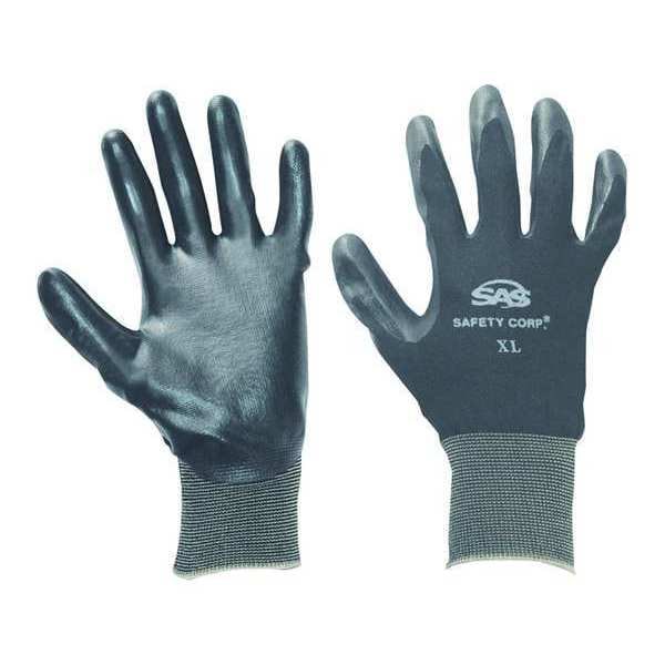 Guantes recubiertos de nitrilo Sas Safety, cobertura en la palma, negro, M, par - 640-1908