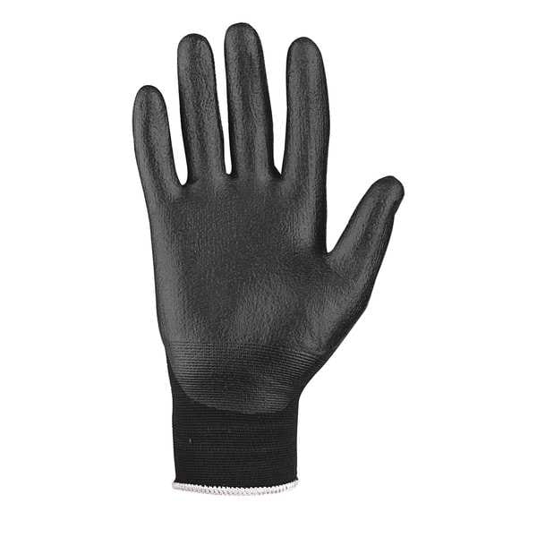 Guantes recubiertos de biopolímero de seguridad Mcr, cobertura en la palma, negro, M, par - N9674M