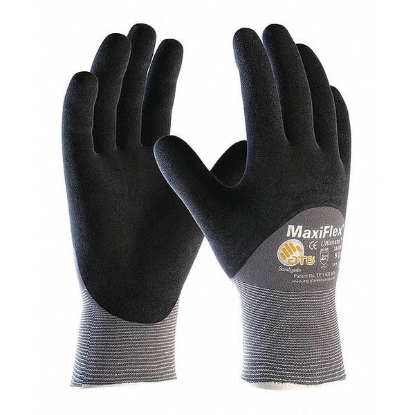 Guantes recubiertos de espuma de nitrilo Pip, cobertura de inmersión 3/4, negro/gris, XL, paquete de 12 - 34-875/XL