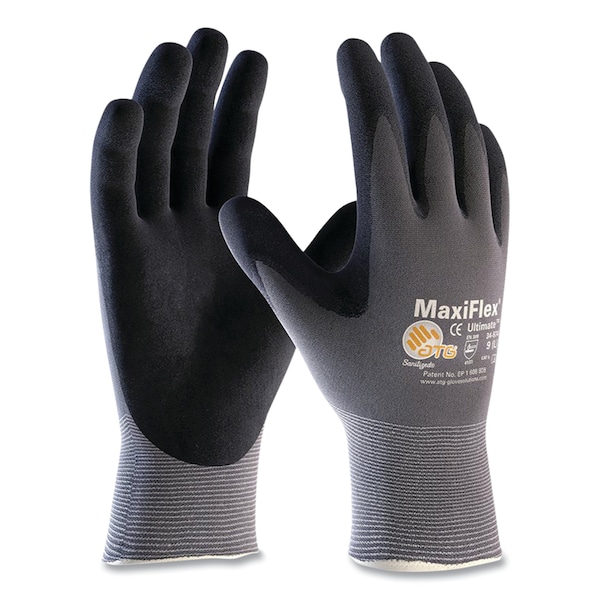 Guantes de Nylon sin Costuras Maxiflex, Agarre de Microespuma Recubierto de Nitrilo en Palma/Dedos, Talla Pequeña, Gris, Par, 12 piezas - 34-874/S
