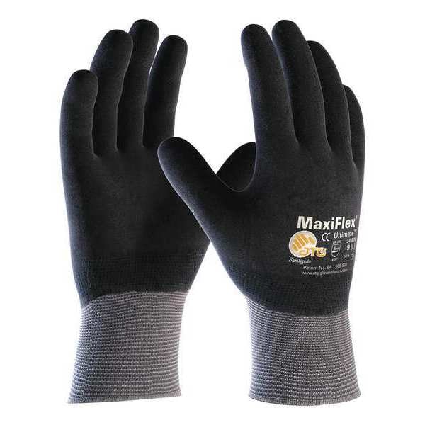 Guantes cubiertos de nitrilo con espuma Pip, cobertura completa, negro/gris, 2XL, paquete de 12 - 34-876/XXL.