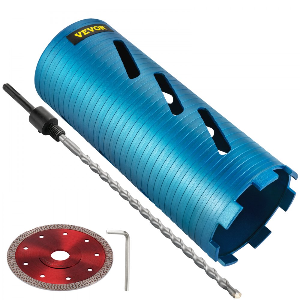 VEVOR Dry Core Drill Bit, 4.25"/108 mm Diameter 5/8"-11 Shank Arbor with a Pilot Bit & 4.5" Blade, 9.5"/241.3mm Depth Diamond Coring Bore Tool, Masonry Hole Saw Bits for Hard Concrete Brick and Block - J14.25IN9.5INXRU6V0