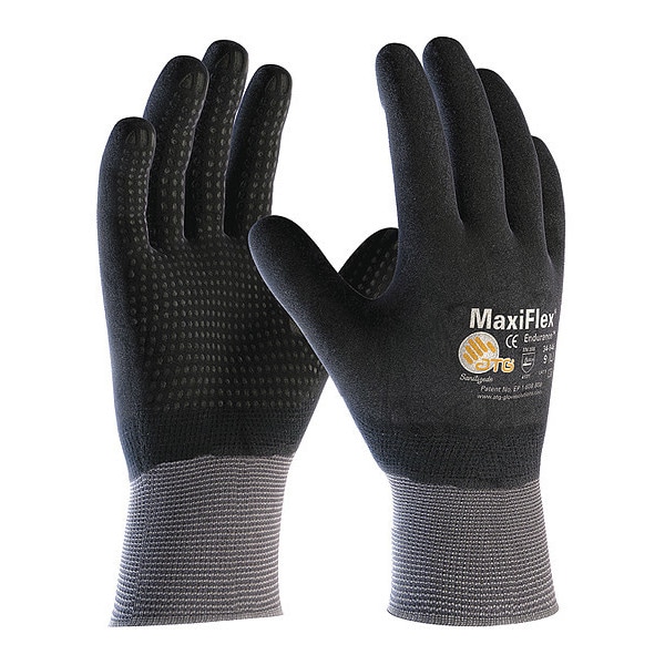 Guantes recubiertos de espuma nitrilo Pip, cobertura completa, negro/gris, L, paquete de 12 - 34-846/L