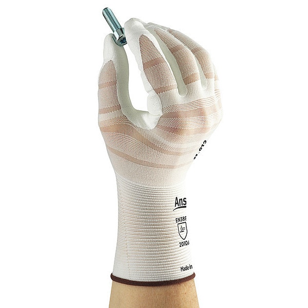 Guantes recubiertos de nitrilo espumado Ansell, cobertura en la palma, blanco, talla 9, PR - 11-812.