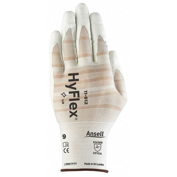 Guantes recubiertos de nitrilo espumado Ansell, cobertura en la palma, blanco, talla 9, PR - 11-812.