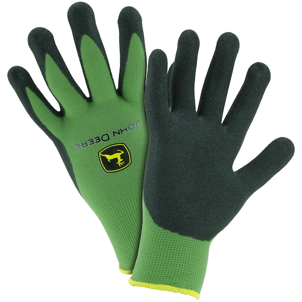 Equipo de Protección West Chester John Deere Guantes Unisex con Palma de Espuma Negros/Verdes Talla L 1 par - JD00018-L
