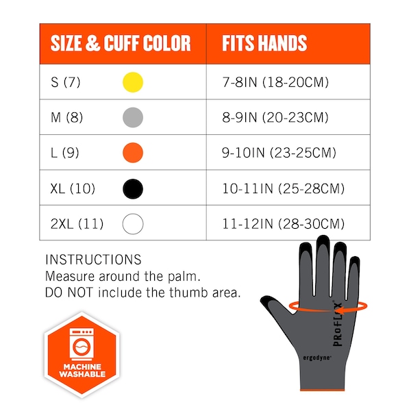 Guantes recubiertos de nitrilo Proflex By Ergodyne con palma de microespuma, color gris, tamaño XXL - 7000