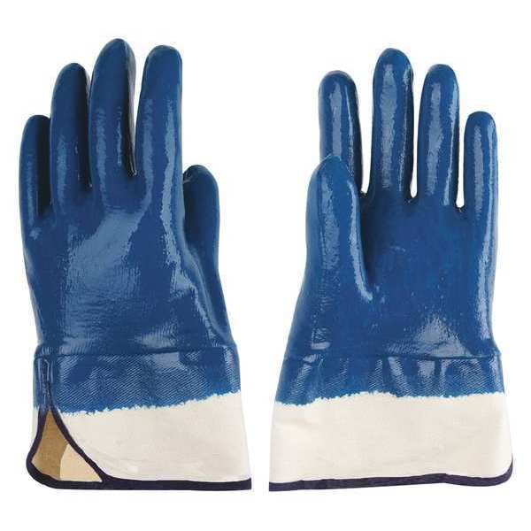 Guantes recubiertos de nitrilo Condor, cobertura completa, azul/beige, Talla L, Par - 4NMU1