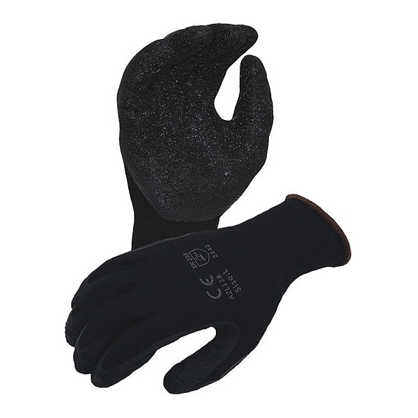 Guantes de Poliéster Azusa Safety Economy de 13 ga., Recubrimiento de Palma de Látex Arrugado, Negro, Talla S - AZL118
