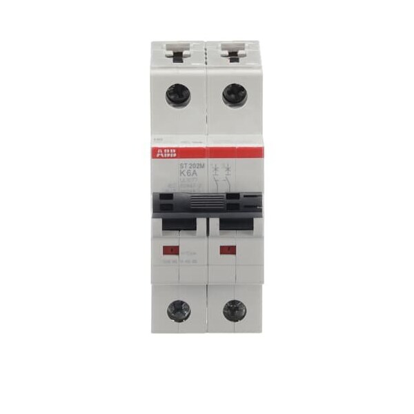 Abb Circuit Breaker, ST202 Series, 6A, 2 Pole, 10kA, K Curve - ST202M-K6