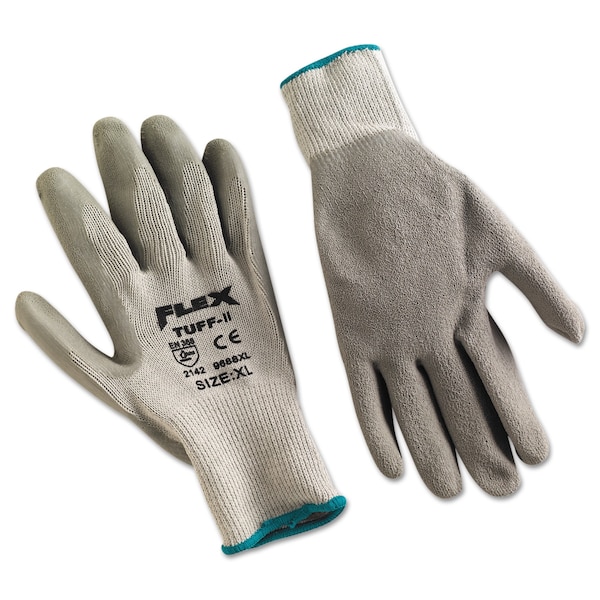 Guantes Mcr Safety FlexTuff recubiertos de látex, gris, extra grande, par, paquete de 12 - 9688XL