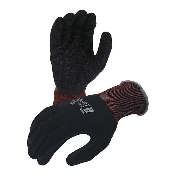 Guantes de Nylon/Spandex de 13 ga. Premium Azusa Safety Karbonhex, recubrimiento de látex arrugado en la palma, puño negro/rojo, S - KX12N.