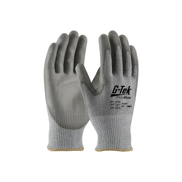 Guante tejido sin costuras de grado industrial Pip G-Tek PolyKor con recubrimiento de poliuretano y agarre plano, XXL, paquete de 12 - 16-564/XXL.