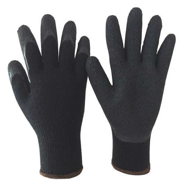 Guantes recubiertos de látex natural Condor, cobertura en la palma, color negro, talla M, paquete de 1 par - 48UP47