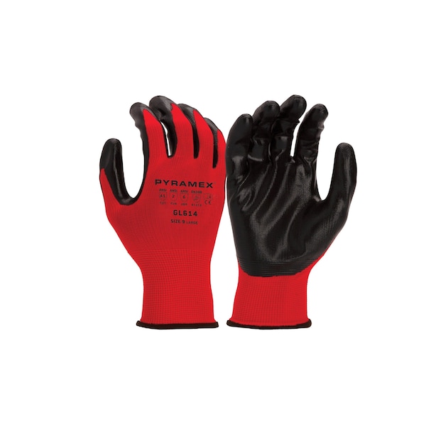 Guantes de Nitrilo Lisos Pyramex Value, Poliéster de 13G, Talla XXL, Paquete de 12 - GL614X2
