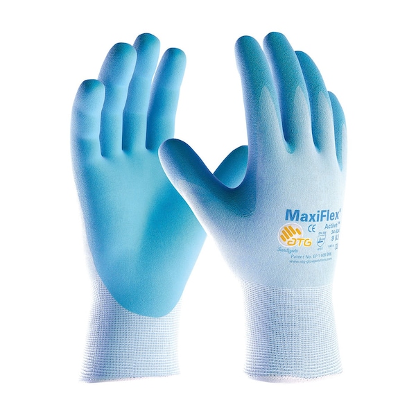 Guantes recubiertos de nitrilo con espuma Pip, cobertura en la palma, azules, talla grande, paquete de 12 - 34-824/L