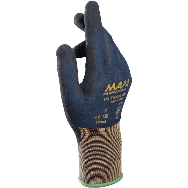 Guantes recubiertos en la palma con nitrilo Mapa Ultrane 500 Grip & Proof, peso ligero, talla 7 - 500417.