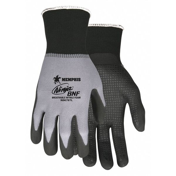 Guantes recubiertos de nitrilo Mcr Safety, cobertura en la palma, color gris, talla L, par - VPN96797L