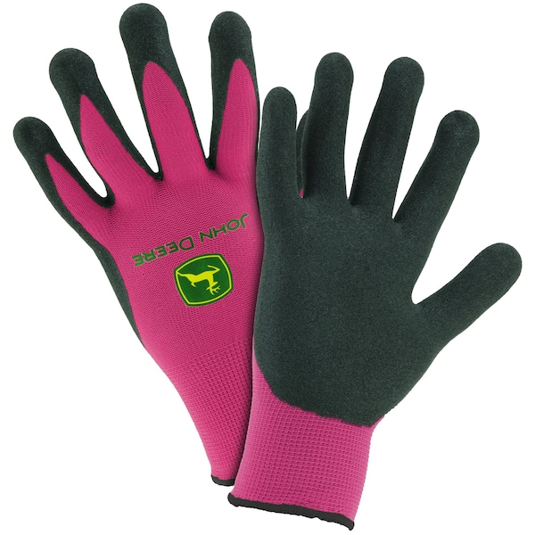 Equipo de Protección West Chester John Deere para Mujer, Guantes con Palma de Espuma en Negro/Rosa, Talla L 1 par - JD00021-W.