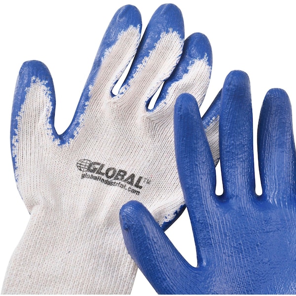 Guantes de trabajo de punto recubierto de látex industrial global, natural/azul, mediano, 1 docena - 708355M