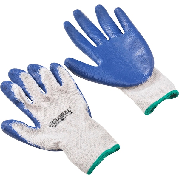 Guantes de trabajo de punto recubierto de látex industrial global, natural/azul, mediano, 1 docena - 708355M