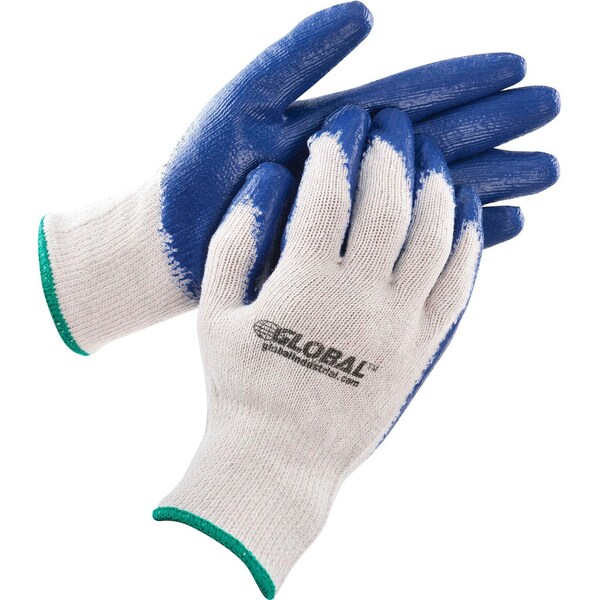 Guantes de trabajo de punto recubierto de látex industrial global, natural/azul, mediano, 1 docena - 708355M
