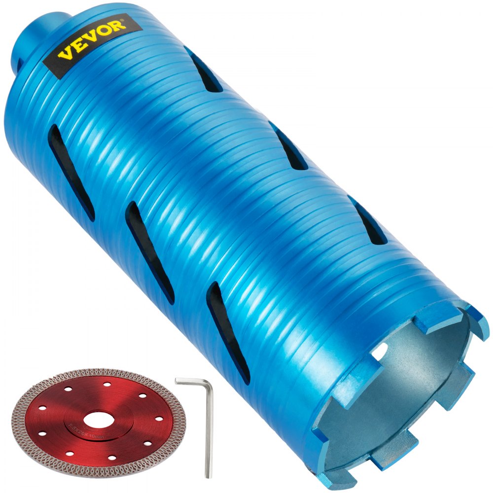 VEVOR Diamond Core Drill, 4\"/101mm Diameter Core Drill Bit, 9.5\"/241mm Concrete Core Drill Bit, 5/8\"-11 Thread Core Bit, Dry/Wet Drill Core Bits with a Blade, Diamond Wet Coring Bit For Concrete Br - JJGSKZ149.5IN9EGYV0