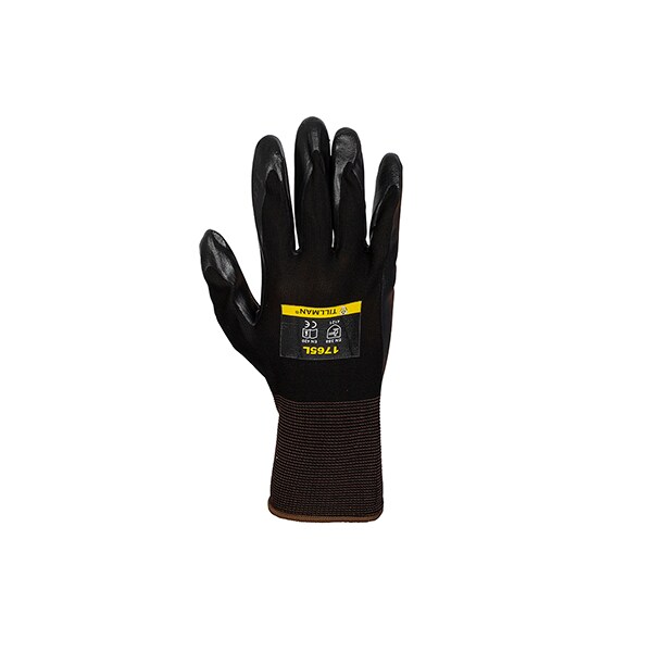Guantes recubiertos de nitrilo con espuma Tillman, Cobertura en la palma, Negro, Talla L, Par - 1765L